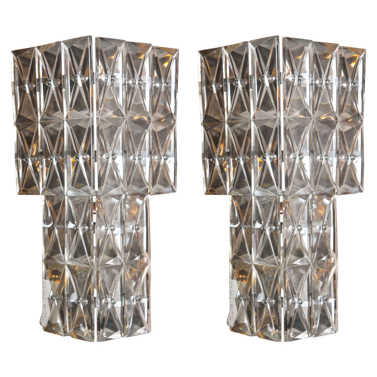 Pair of Art Deco Crystal Wall Sconces