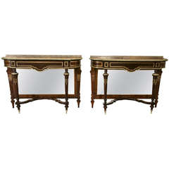 Antique Pair of Louis XVI Style Console Pier Tables