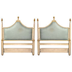Pair of Paint Decorated Hollywood Regency Twin Headboards