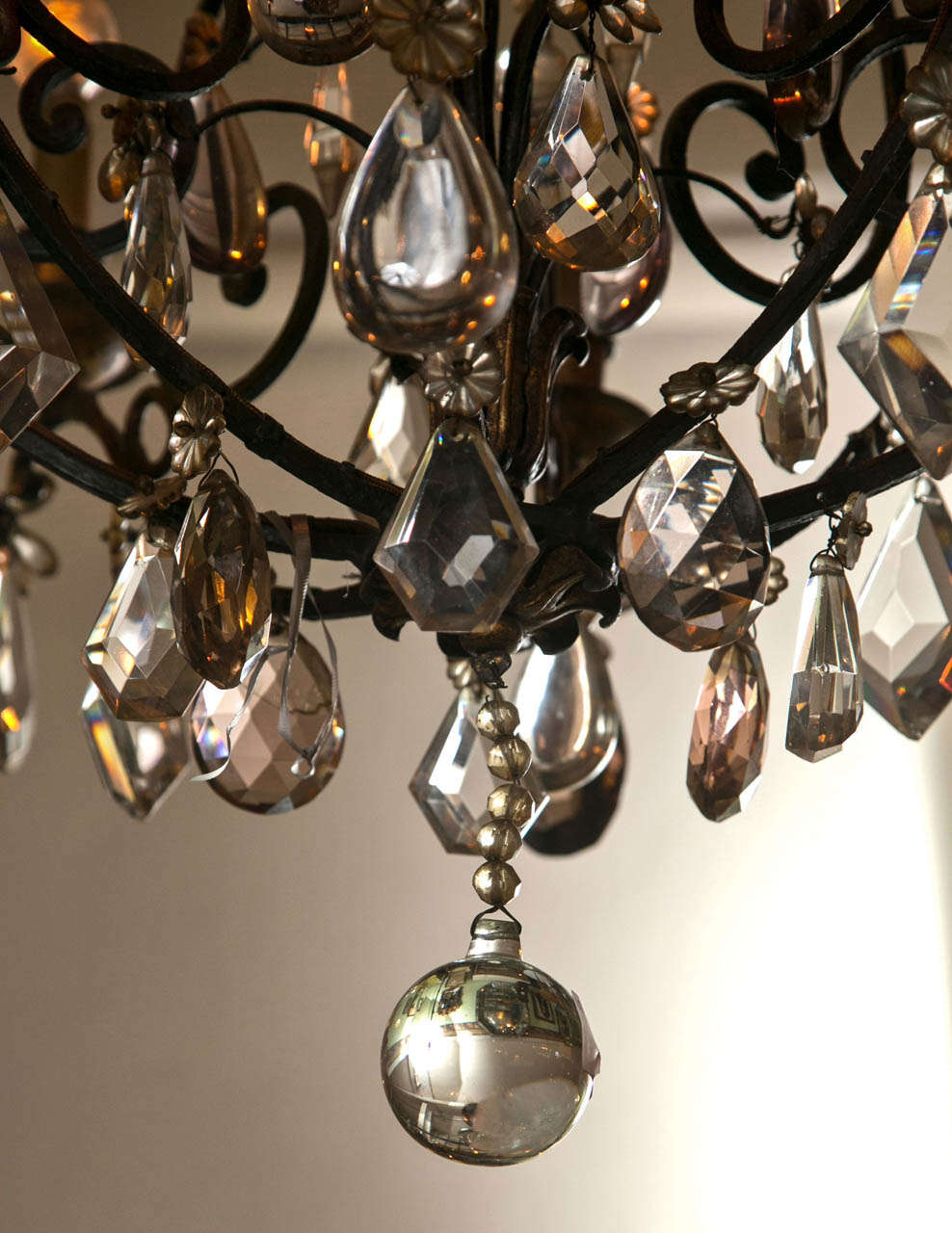 Maison Jansen Wrought Iron and Crystal Chandelier Eight Lights Circa 1900s In Good Condition In Stamford, CT