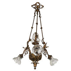 A French Bronze and Glass Empire Chandelier