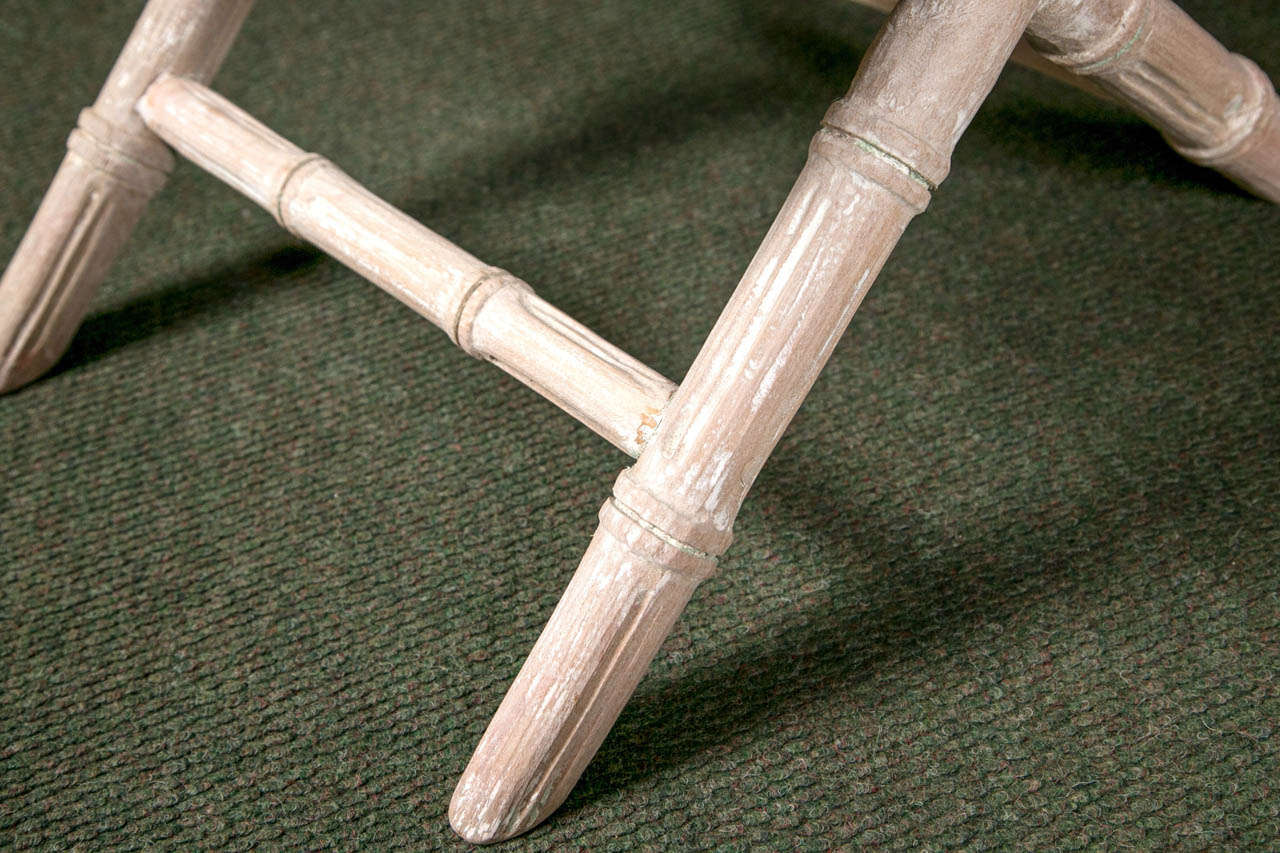 Faux Bamboo Carved Stool In Good Condition For Sale In Stamford, CT