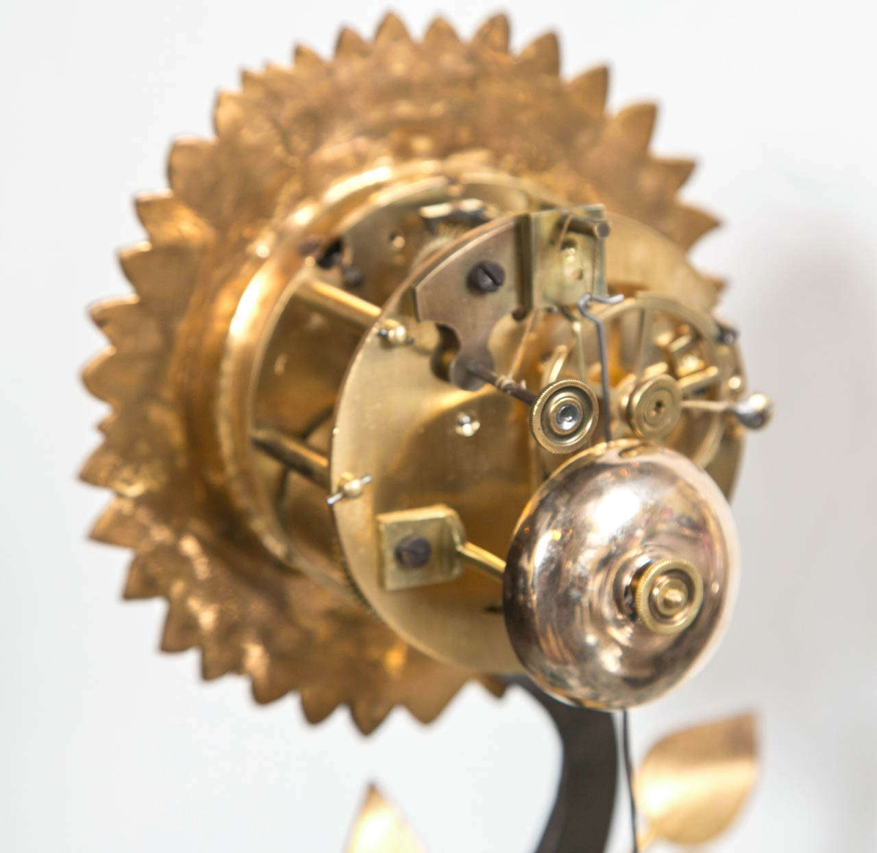 19th Century Bronze Sun Flower Clock