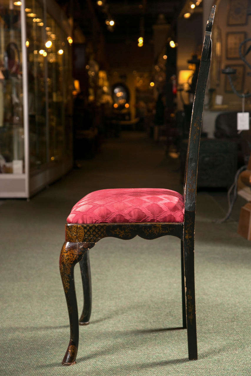 Lacquered Black Lacquer Chinoiserie Side Chair