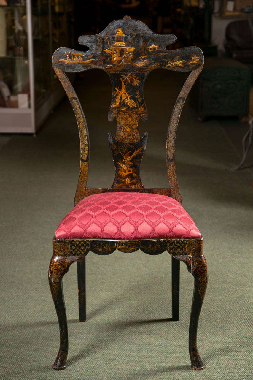 Black Lacquer Chinoiserie Side Chair 1