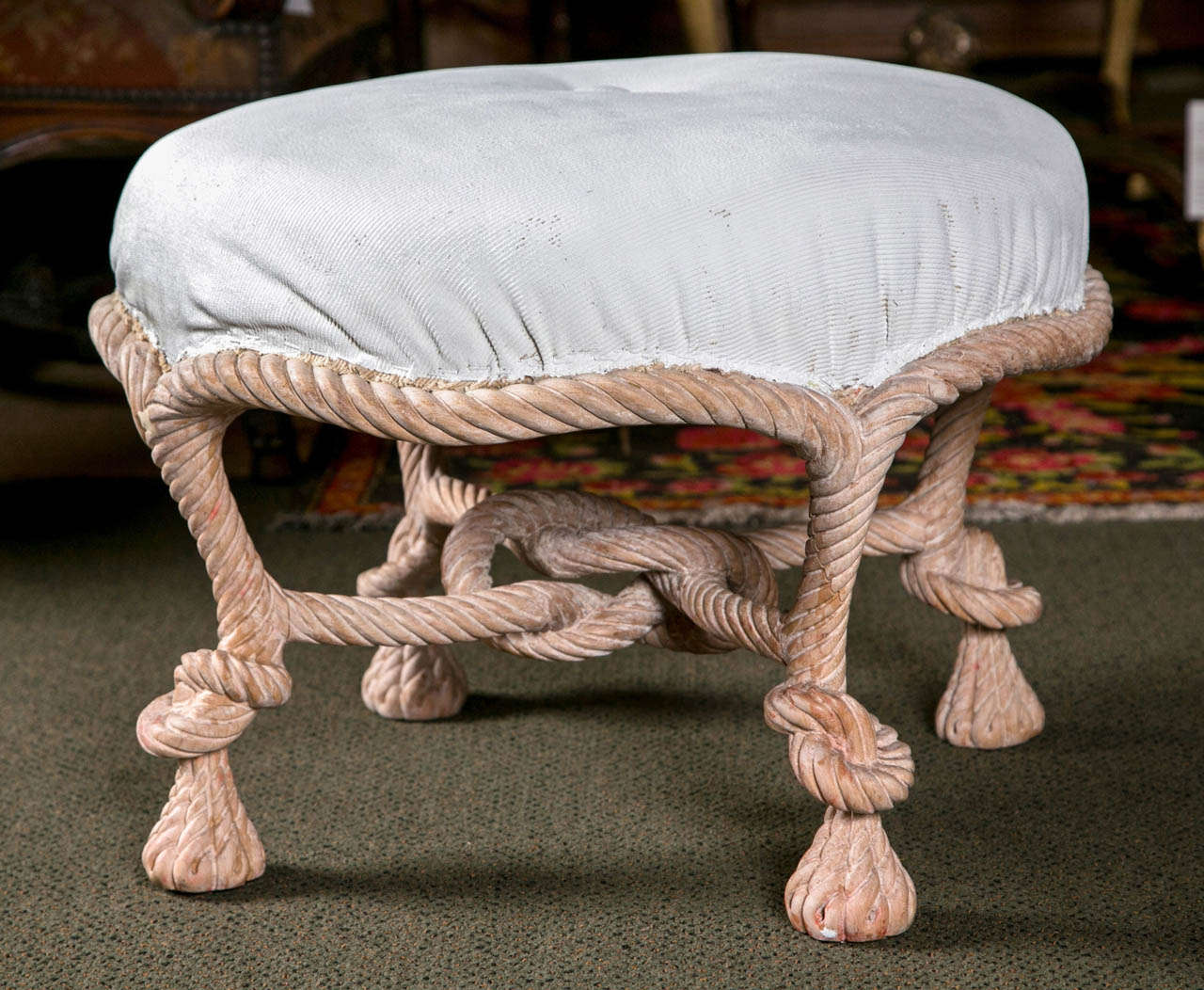 A fine Italian, hand-carved, rope twist seat stool.