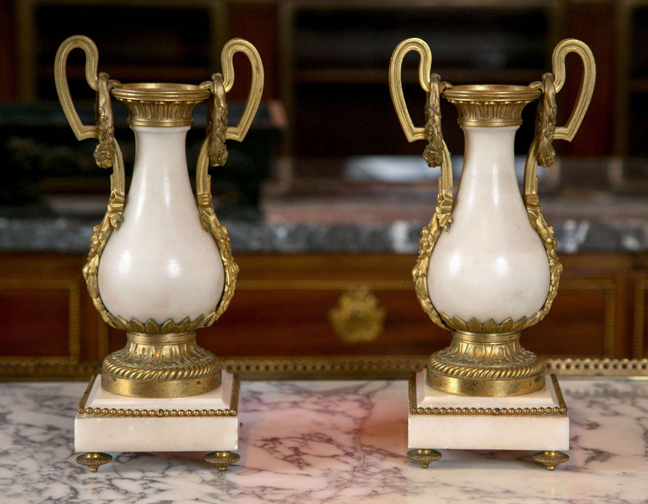 French Marble and Ormolu Urns 2