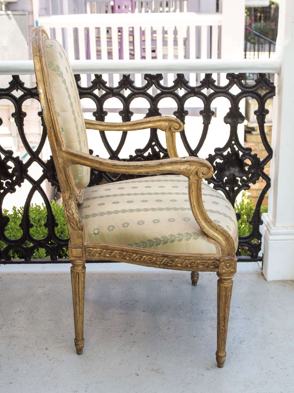 Set of Four Italian Louis XVI Gilt Ovalback armchairs 4