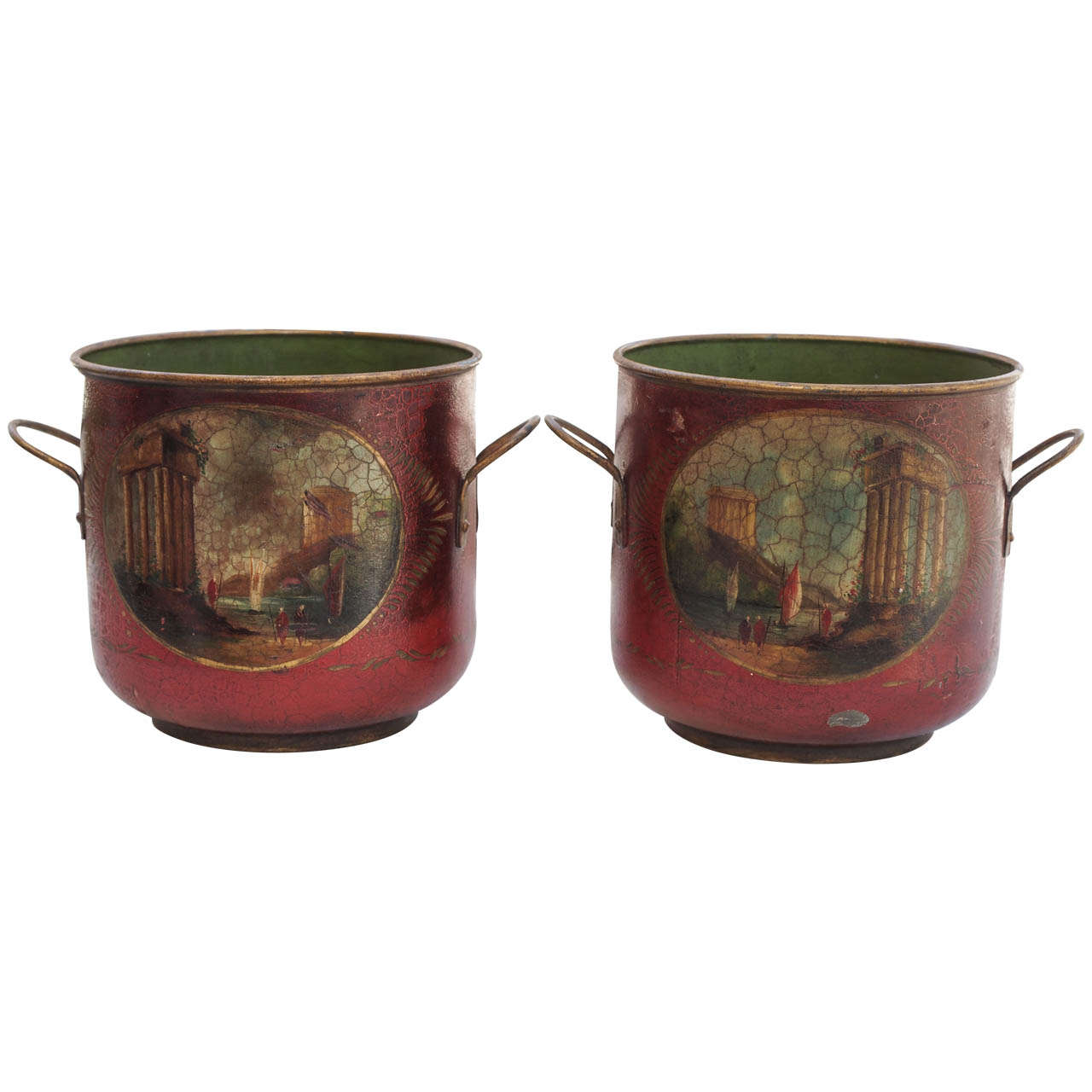 Pair of 19th Century Tole Wine Coolers For Sale