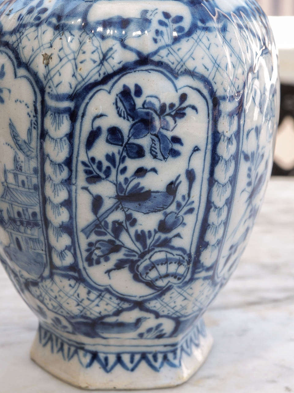 Pair of Late 18th/Early 19th Century Delft Ribbed Covered Jars 2