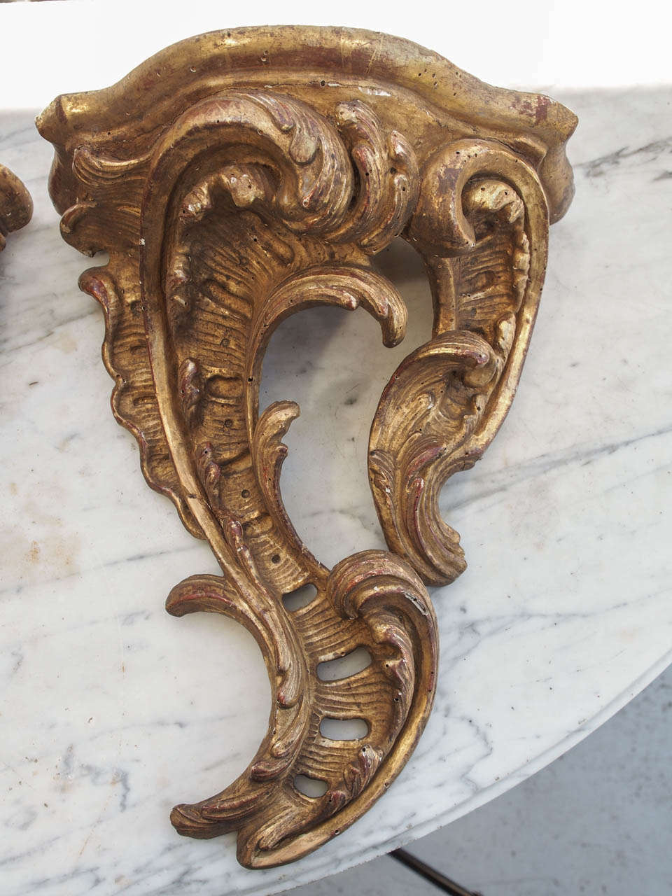 French Pair of Louis XV Gilt Wood Wall Brackets For Sale