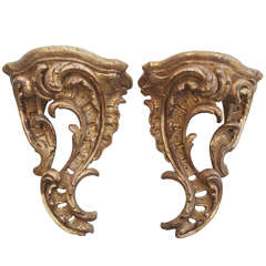 Pair of Louis XV Gilt Wood Wall Brackets 8