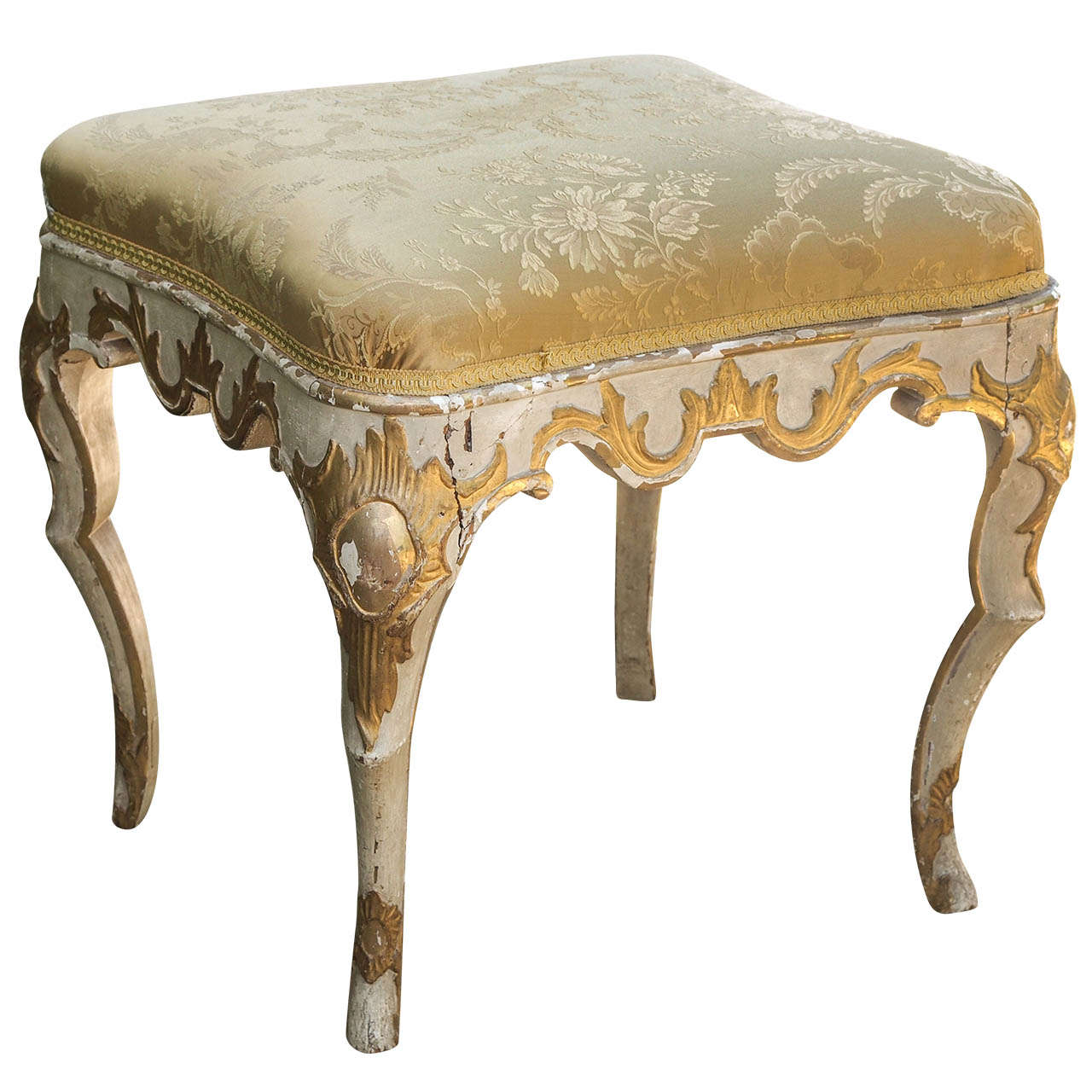 18th Century Venetian Painted and Parcel Gilt Stool