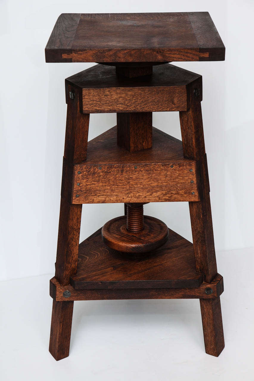 Oak 19th Century Inspired Contemporary Sculpture Stand, USA, 2013