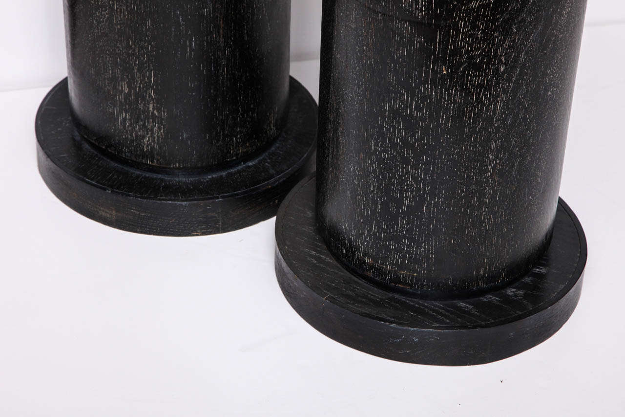 French Pair of Cerused Oak Pedestals