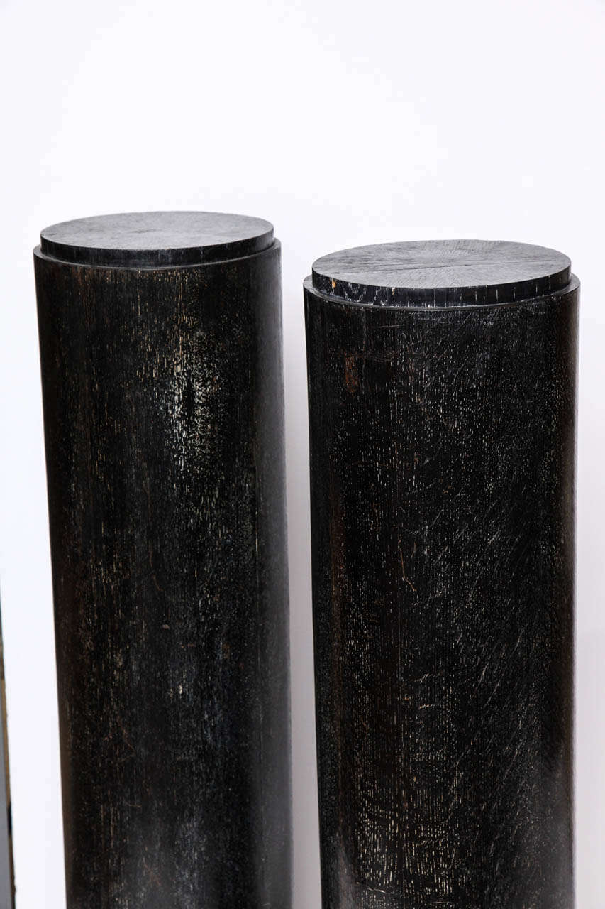 20th Century Pair of Cerused Oak Pedestals