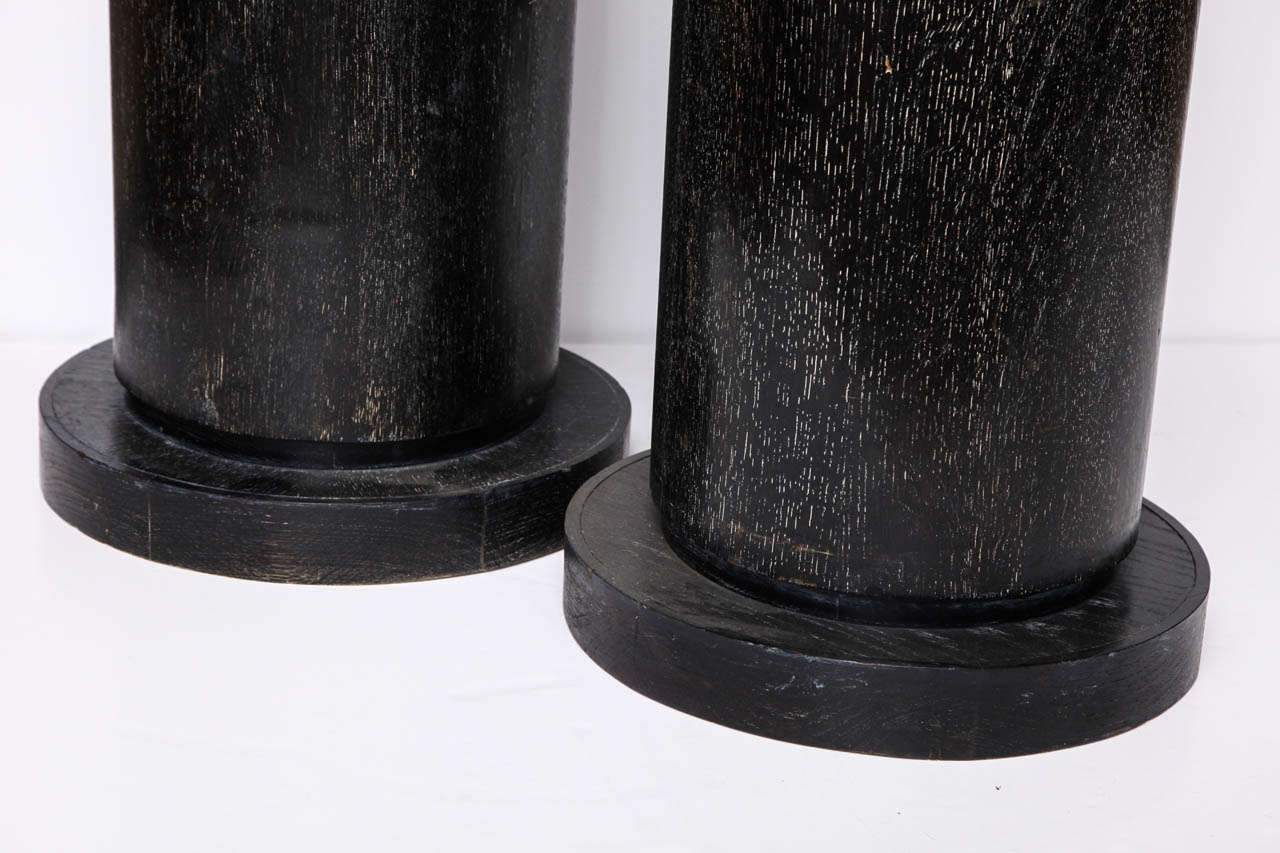 Pair of Cerused Oak Pedestals 2