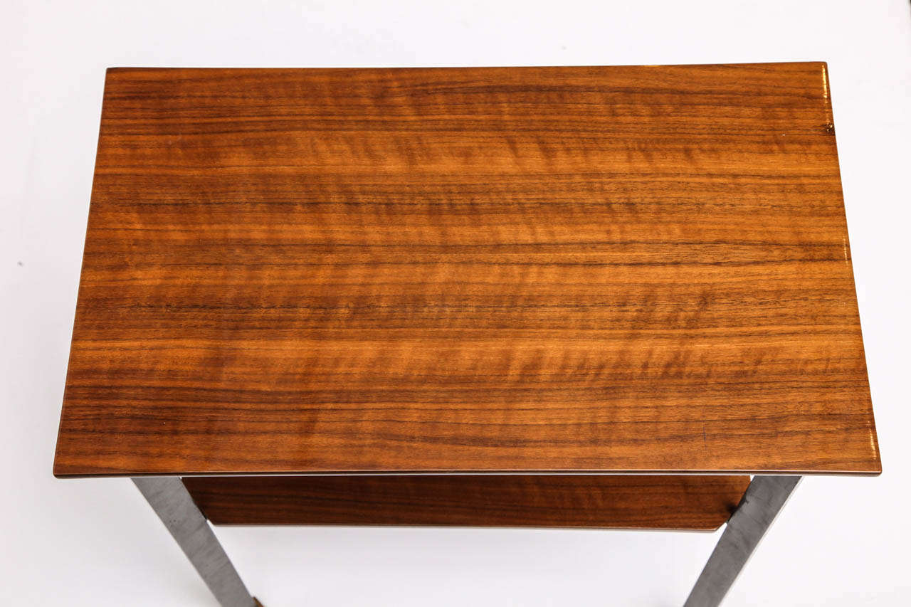 20th Century Two Tiered Walnut Side Table by Maison Leleu