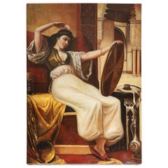 Large Orientalist Moorish Oil on Canvas Femme d' Alger