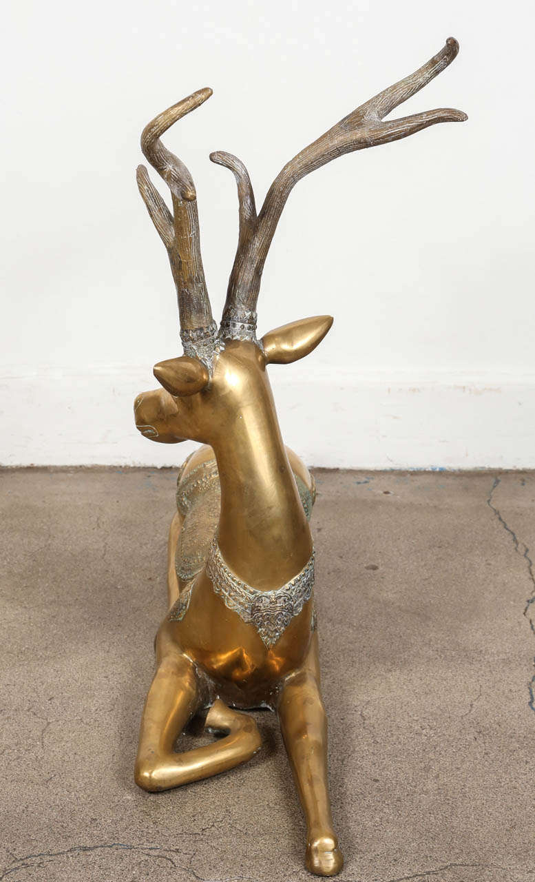 20th Century North African Antelope, Hand-crafted Brass