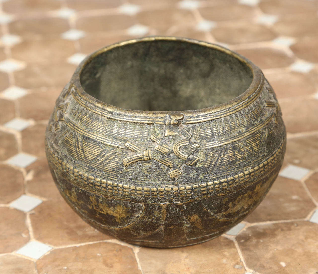 Anglo-Indian Anglo Indian Brass Antique Bowls, Set of Three