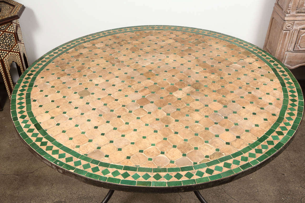 Islamic Moroccan Round Dining Mosaic Green Tile Table