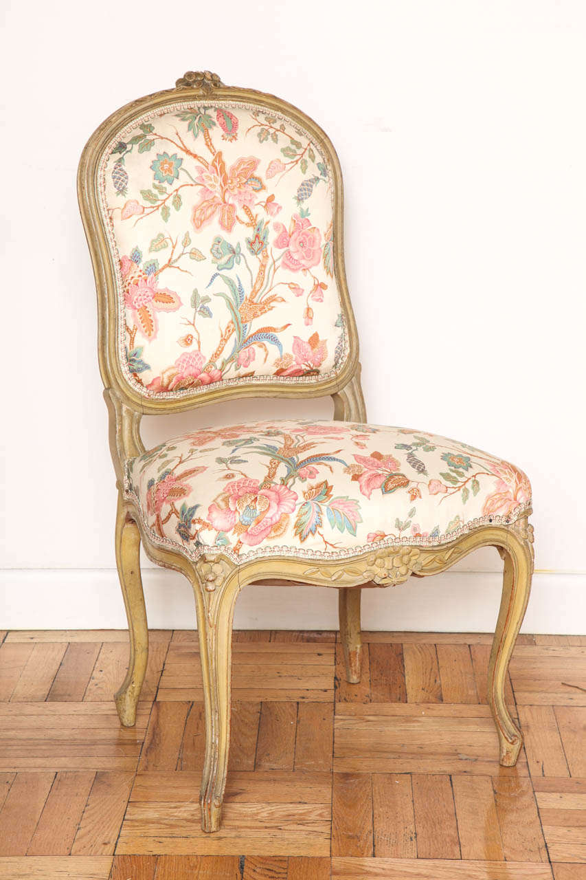 French Set of Louis XV Style Dining Chairs, France, Circa 1940