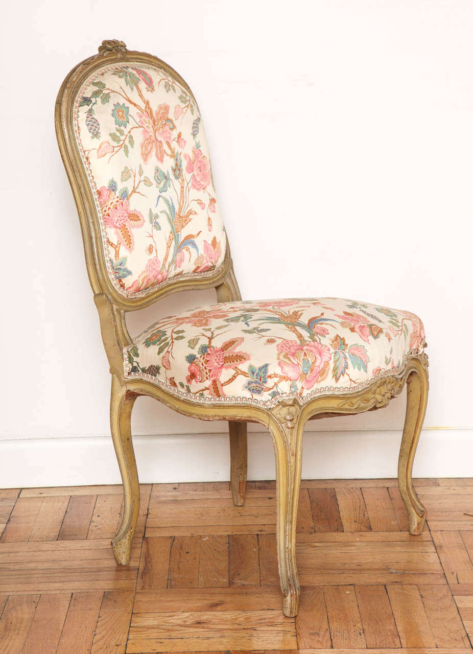Wood Set of Louis XV Style Dining Chairs, France, Circa 1940