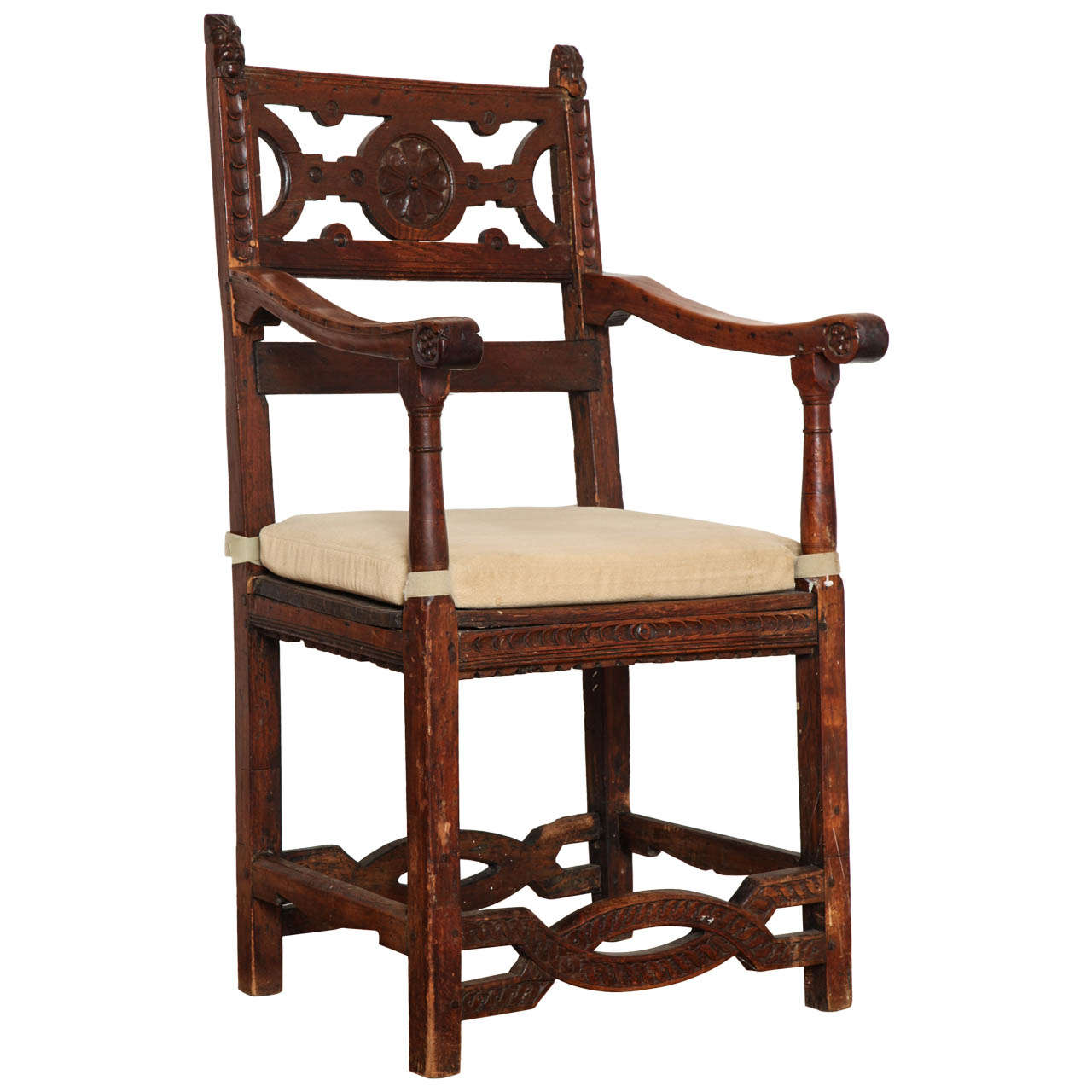 Continental Baroque Oak Armchair