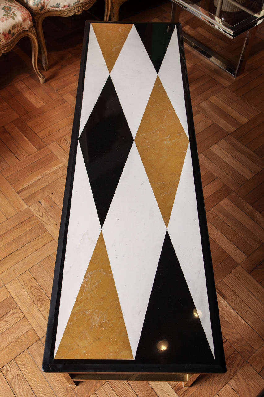 Brass, Marble and Onyx Italian Coffee Table, c. 1950's In Excellent Condition In New York, NY