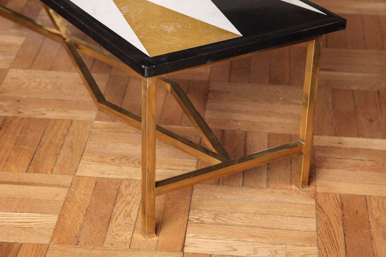 Brass, Marble and Onyx Italian Coffee Table, c. 1950's 3