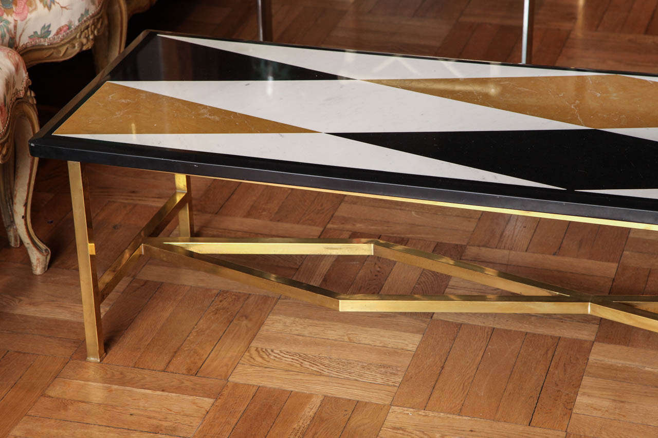 Brass, Marble and Onyx Italian Coffee Table, c. 1950's 4