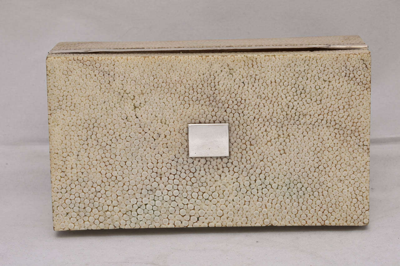 Art Deco Sterling Silver-Mounted Shagreen Table Box For Sale 4