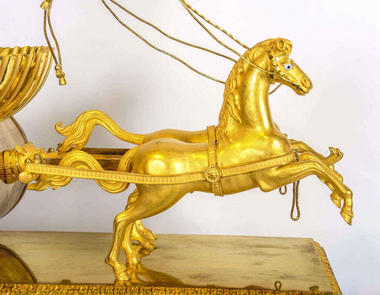 19th Century A charming French Empire ormolu chariot clock, circa 1810 For Sale