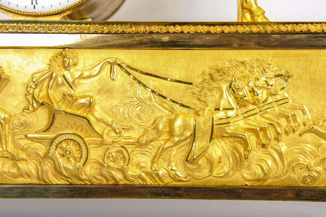 A charming French Empire ormolu chariot clock, circa 1810 For Sale 3