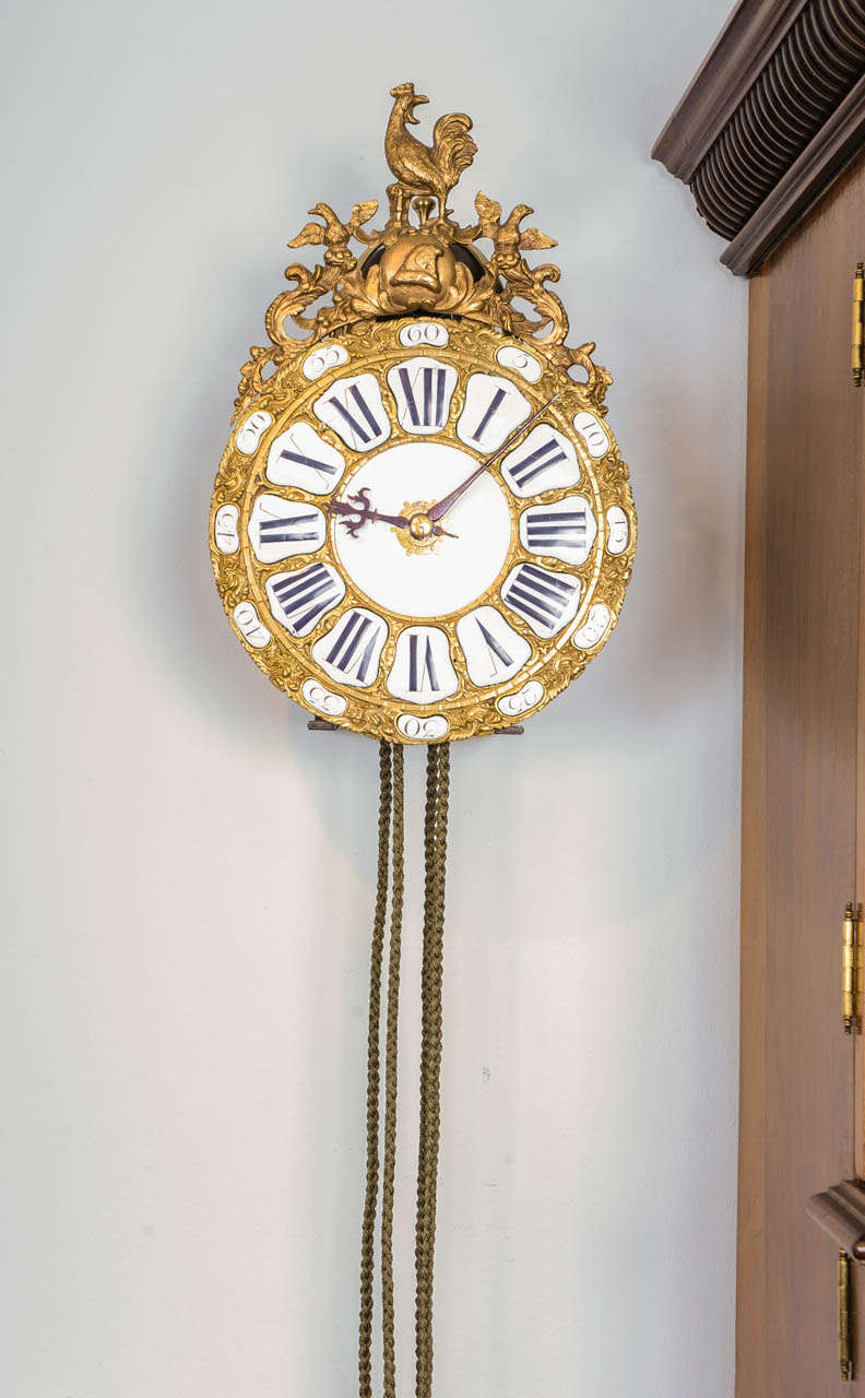 Louis XV A French Brass Striking Alarm Lantern Clock, Mid 18th Century For Sale