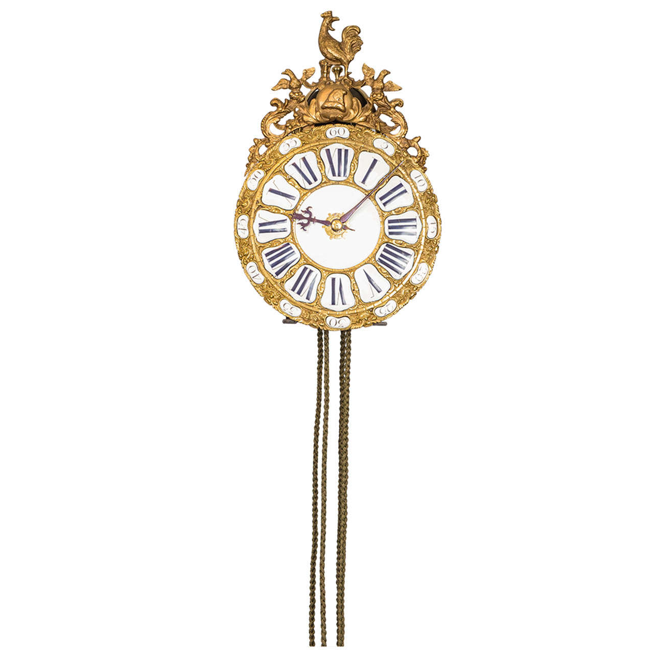 A French Brass Striking Alarm Lantern Clock, Mid 18th Century For Sale