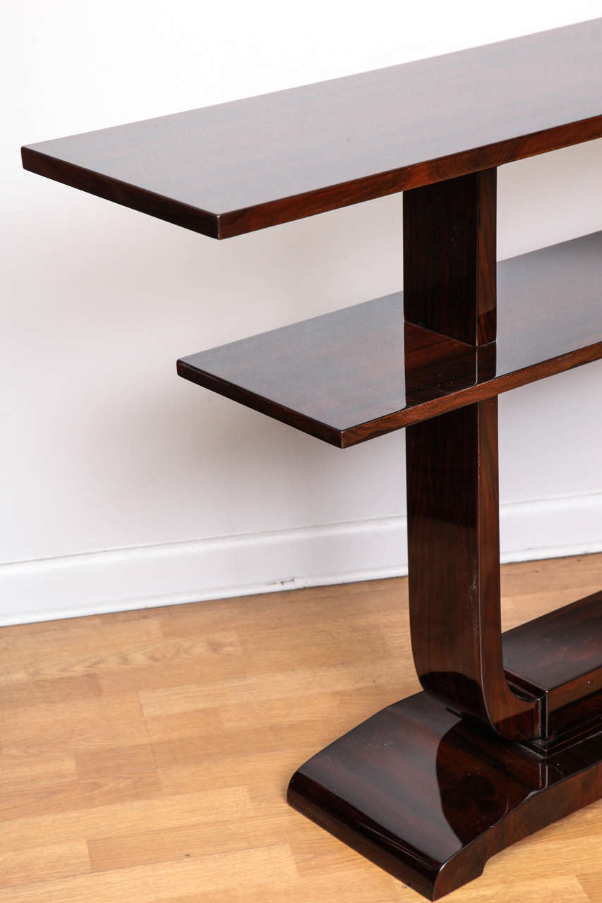 Mid-20th Century Sleek Art Deco Console Table with Shelves For Sale