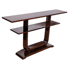 Sleek Art Deco Console Table with Shelves