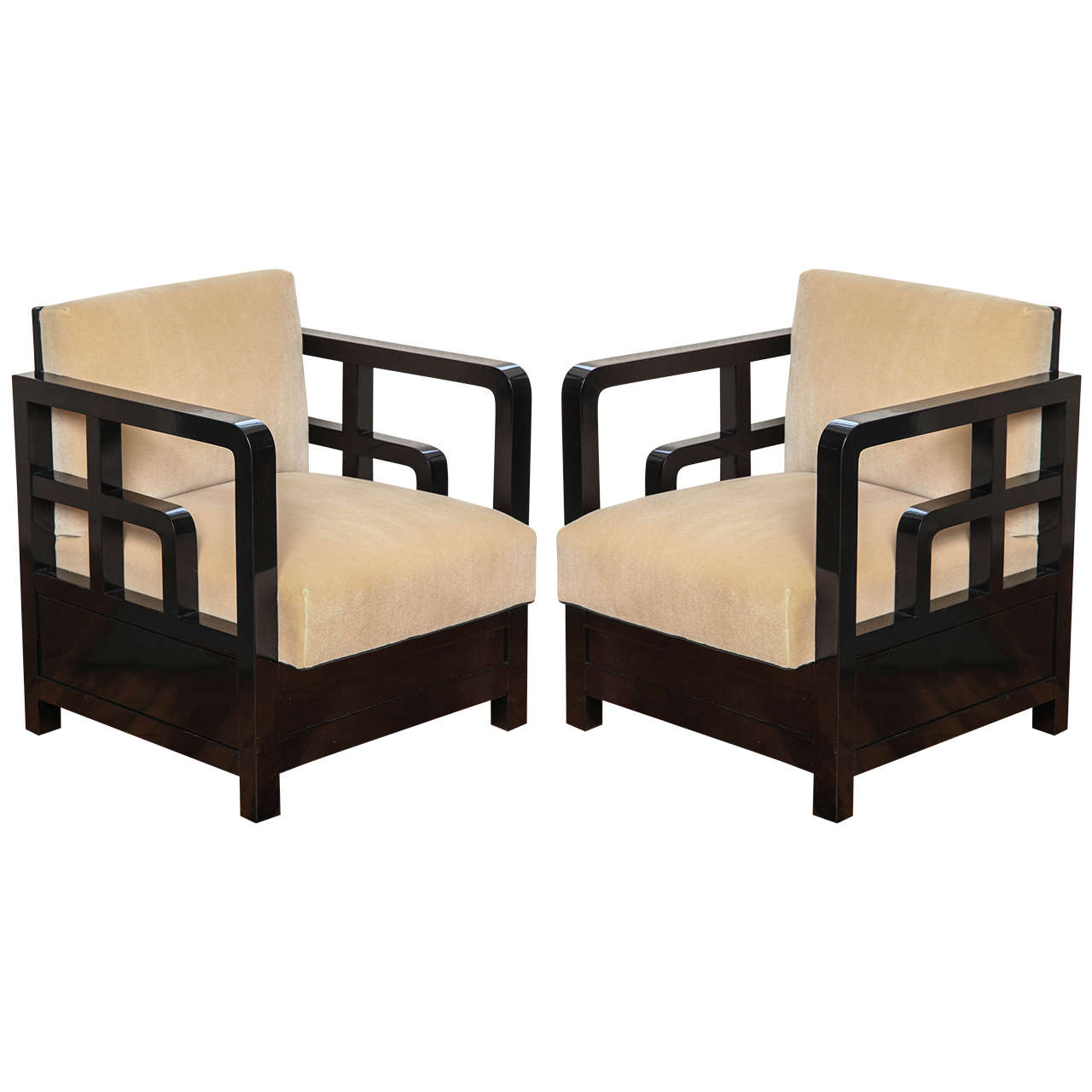 Pair of French Art Deco Asiatic Armchairs For Sale