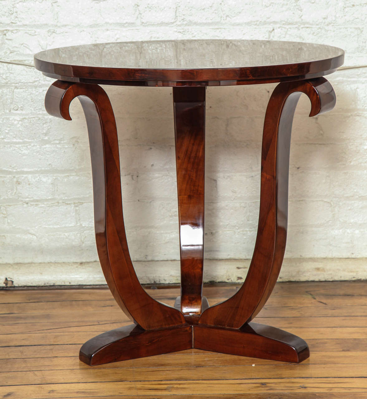 Art Deco 'Tulip" side table in exotic black forest walnut root.