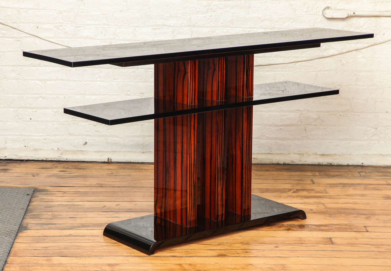 Mid-20th Century Art Deco Double Shelf Console Table