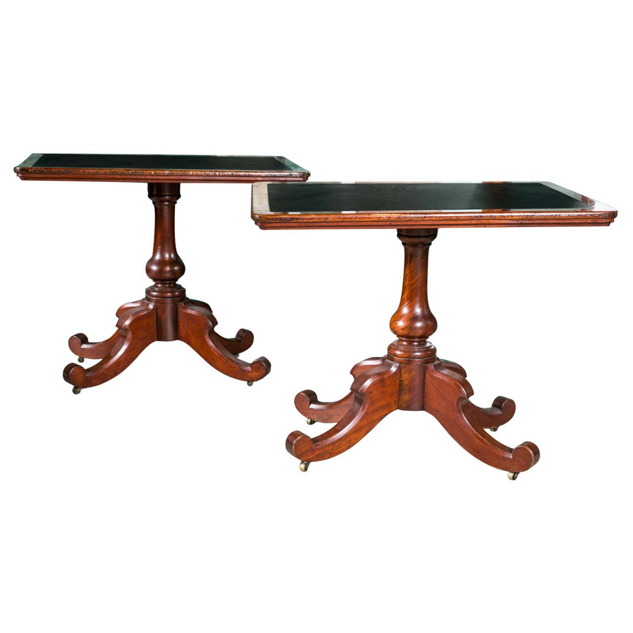 Pair of Solid Mahogany Men's Club Tables For Sale