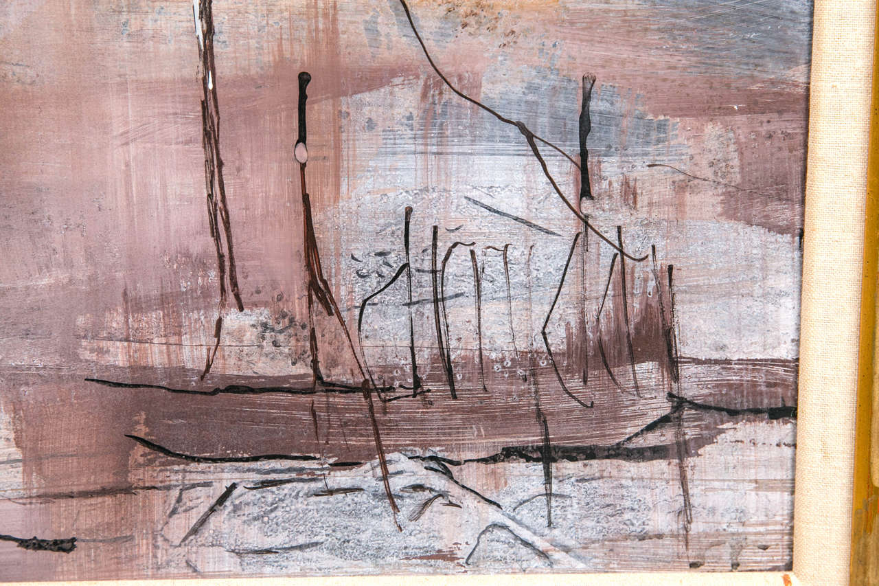 1960s Abstract Landscape Painting In Excellent Condition For Sale In Stamford, CT