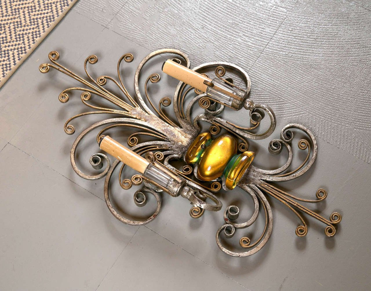 Set of French Double Light Sconces, circa 1930s For Sale 3