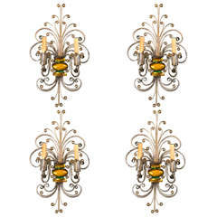 Set of French Double Light Sconces, circa 1930s
