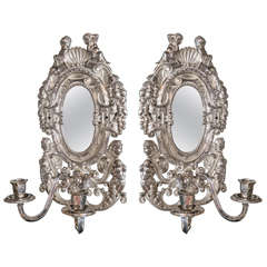 Pair of Large circa 1920's Silver Plated Caldwell Sconces