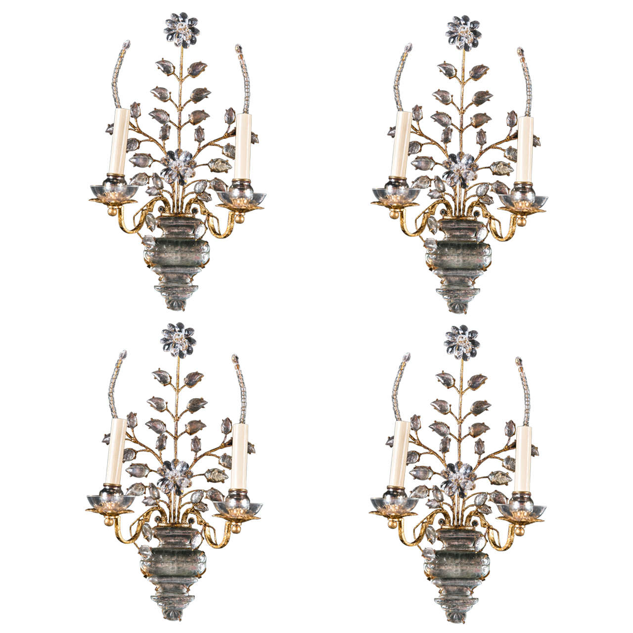 Pair of circa 1940s French Double Light Sconces For Sale