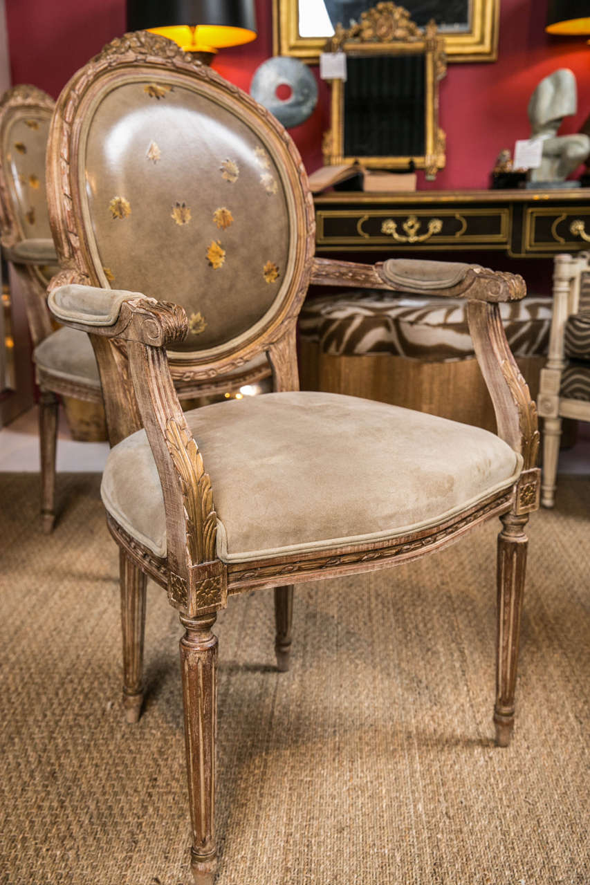 20th Century Pair of Hand-Carved Louis XVI Style Fauteuils For Sale