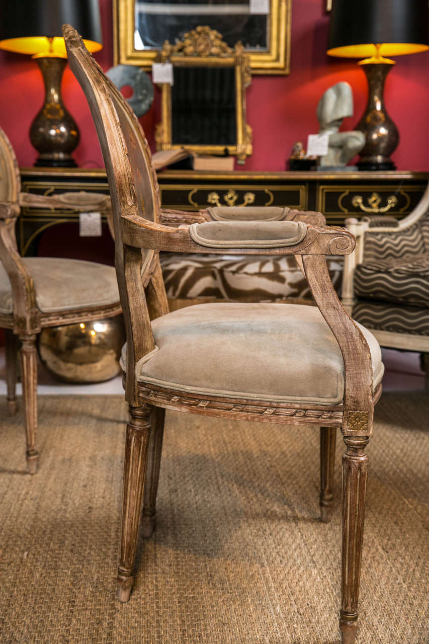 Pair of Hand-Carved Louis XVI Style Fauteuils For Sale 2
